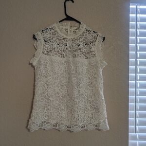 Nanette Lepore Ivory Lace Sleeveless Blouse